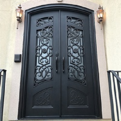 Wrought Iron Steel Door With Glass