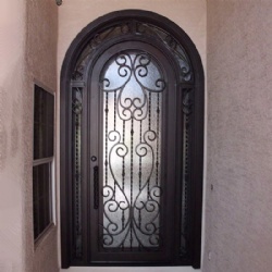 Single Wrought Iron Back Door With Sidelights