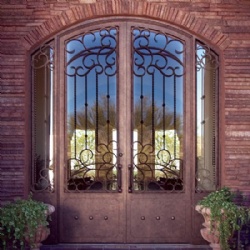 Villa Wrought Iron Double Door With Two Fixed Windows