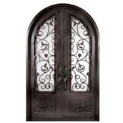 Arched Wrought Iron Double Swinging Door