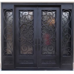 Residential Wrought Iron Front Door With Sidelights