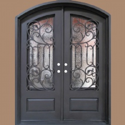 Wrought Iron Scroll Front Door With Glass